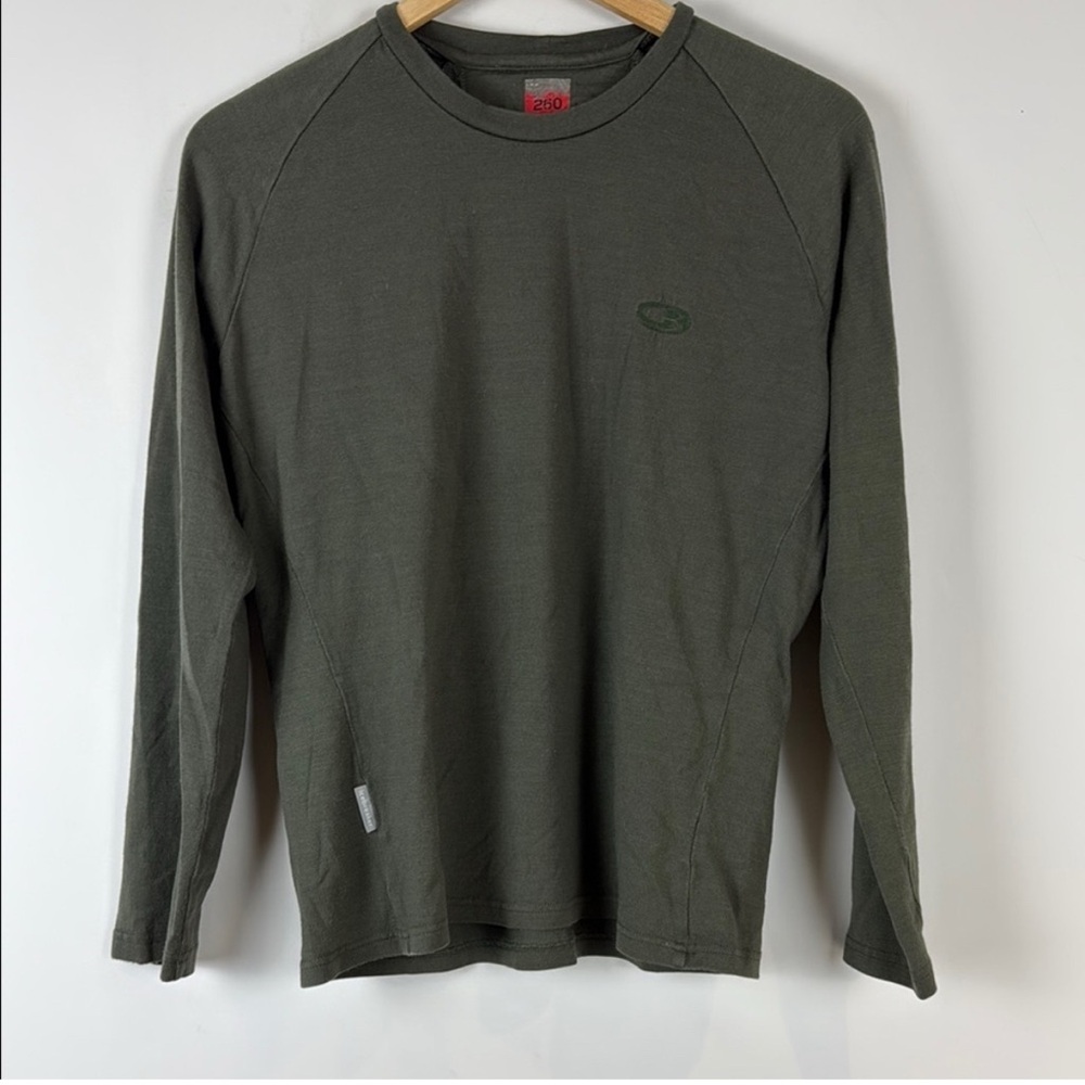 Icebreaker 260 Tech Men's Green Long Sleeve Shirt Medium thermal